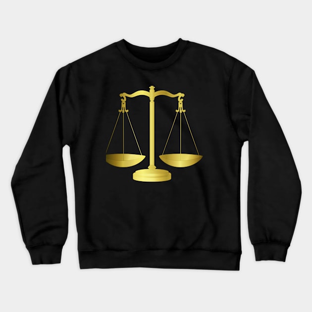 Gold Scales Of Justice on Black keeping law and Order Crewneck Sweatshirt by podartist